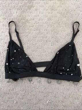 Black Star & Moon Triangle Bralette with Coin Charms